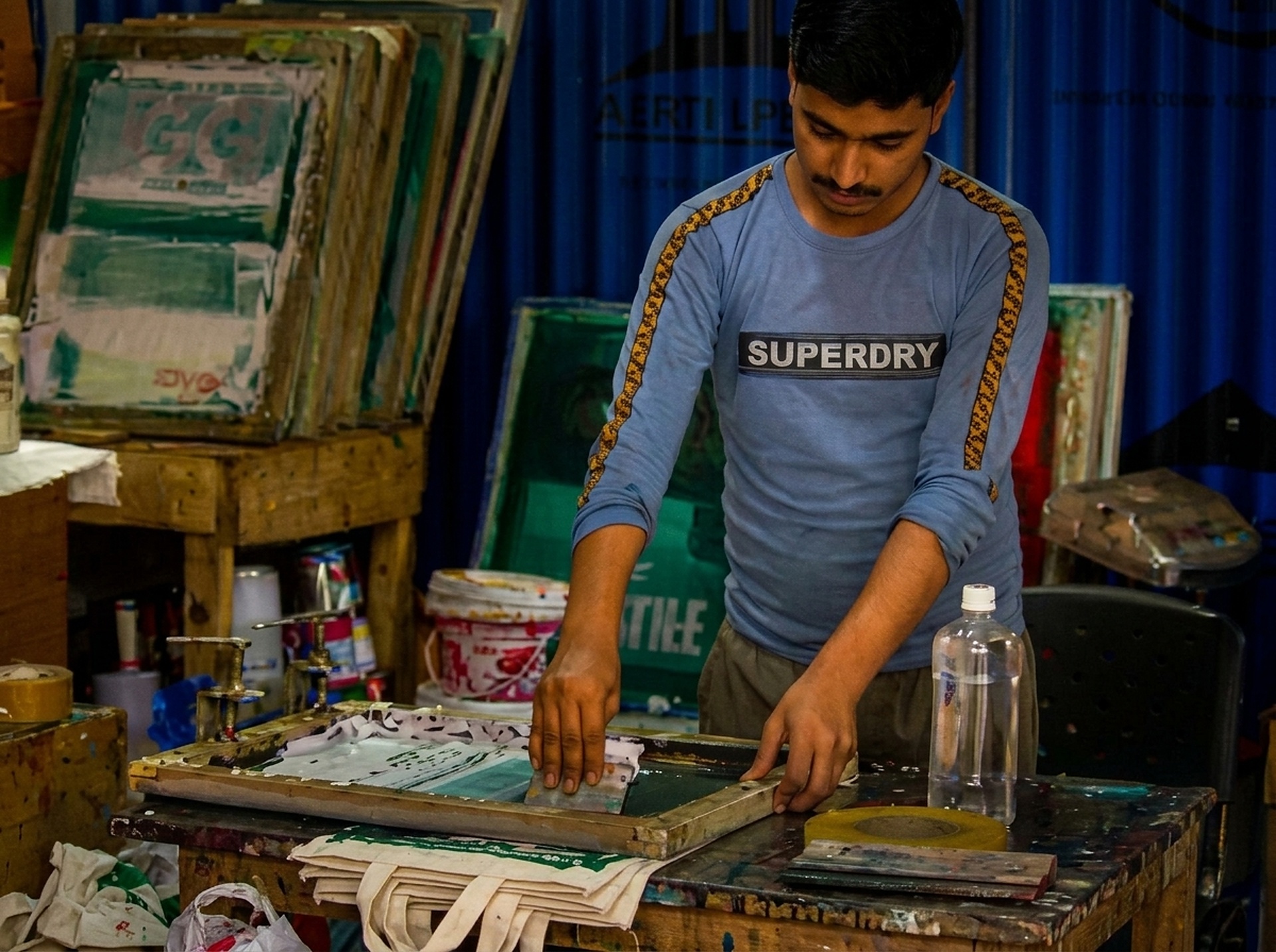 Screen Printing Craftsman in Workshop - Eco Print & Pack Nepal