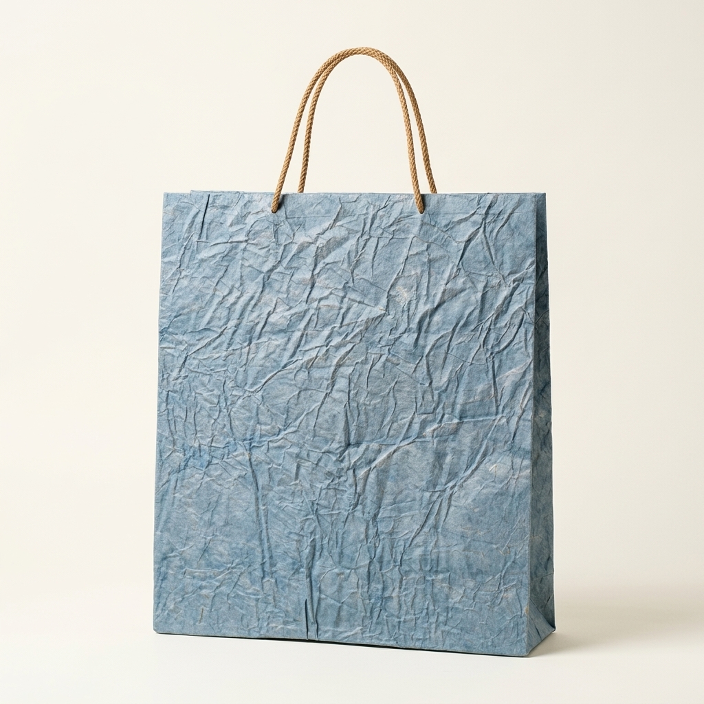 Artisanal Textured Indigo Lokta Paper Bag Design #4 - Eco Print & Pack Nepal