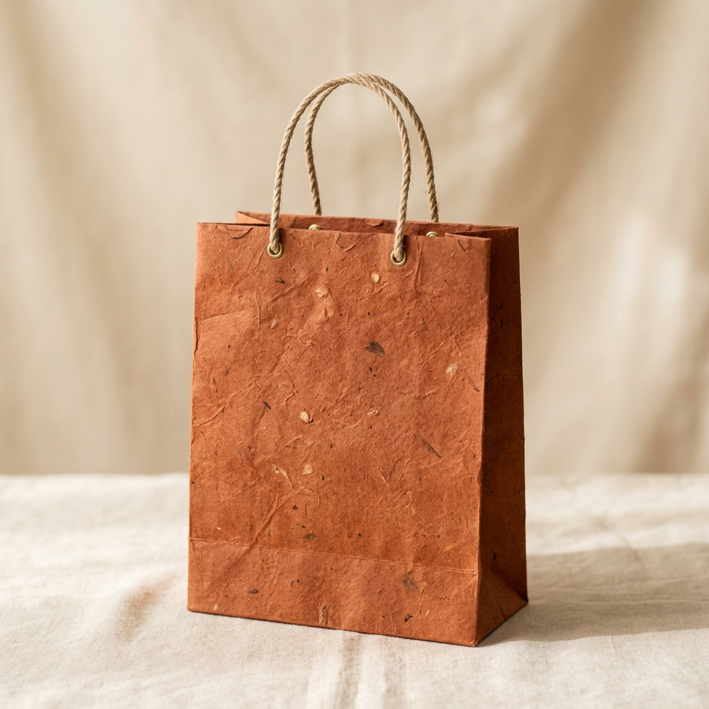 Terracotta Artisanal Lokta Paper Bag Design #8 - Eco Print & Pack Nepal